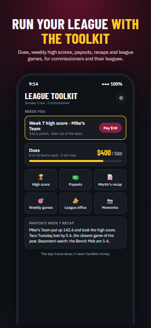 The League toolkit screen